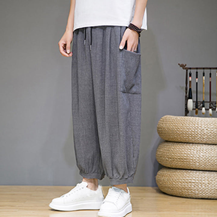 Pantalones harén casuales Buddha Stones, de largo 7-8, para hombre, con bolsillos laterales - image 25