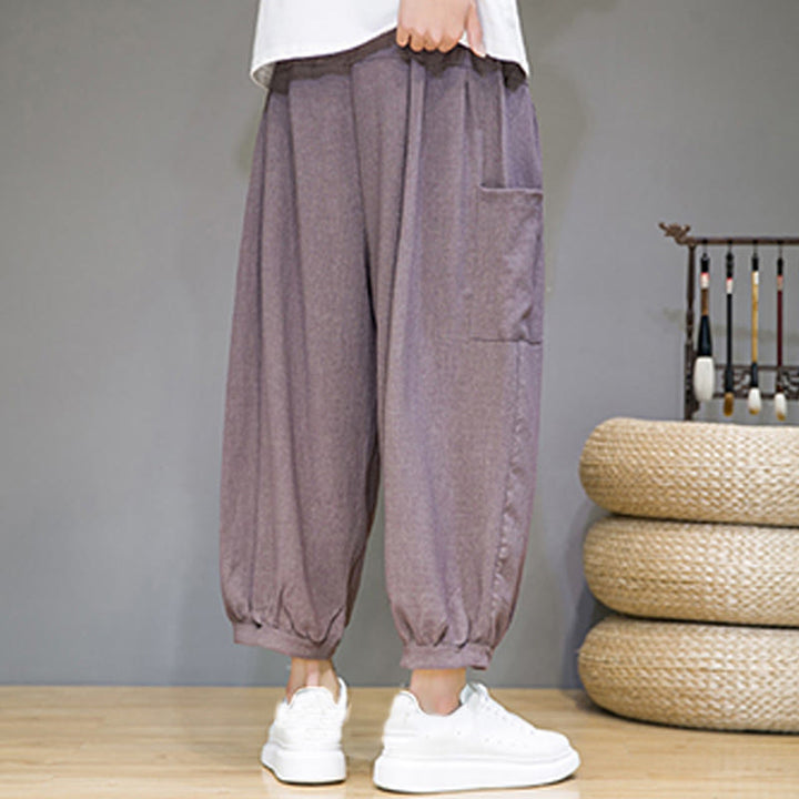 Pantalones harén casuales Buddha Stones, de largo 7-8, para hombre, con bolsillos laterales - image 30