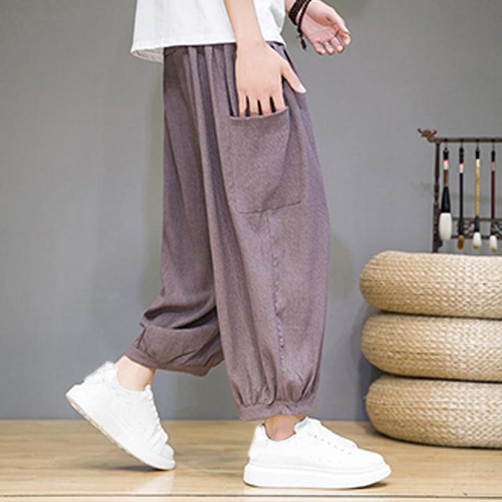 Pantalones harén casuales Buddha Stones, de largo 7-8, para hombre, con bolsillos laterales - image 28