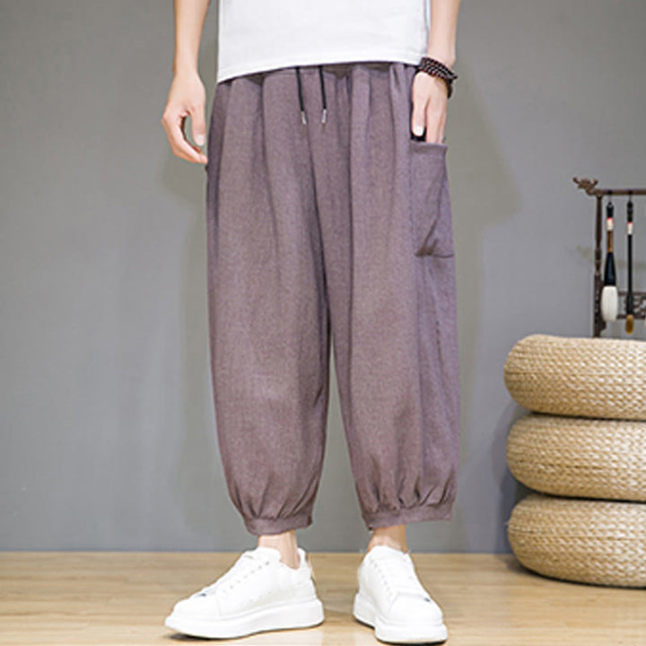 Pantalones harén casuales Buddha Stones, de largo 7-8, para hombre, con bolsillos laterales - image 33