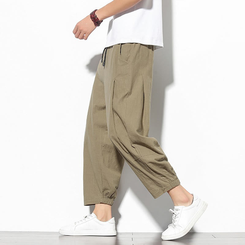Pantalones de verano Buddha Stones para hombre, de algodón y lino, con bolsillos, talla 7-8 - BurlyWood - US/UK/AU46, EU56 (5XL) - image 0