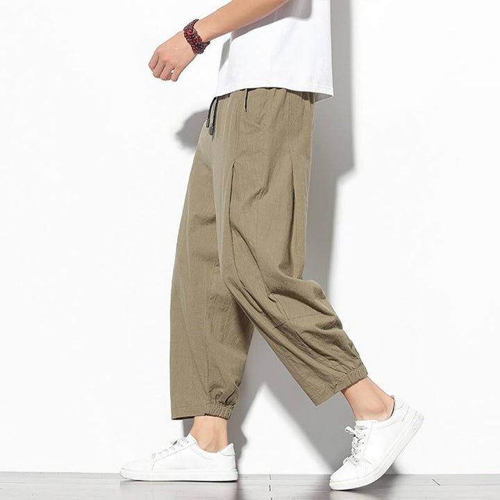 Pantalones de verano Buddha Stones para hombre, de algodón y lino, con bolsillos, talla 7-8 - BurlyWood - US/UK/AU46, EU56 (5XL) - image 0