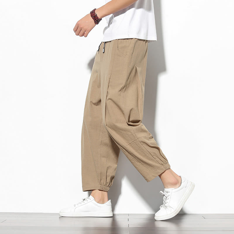 Pantalones de verano Buddha Stones para hombre, de algodón y lino, con bolsillos, talla 7-8 - Broncearse - US/UK/AU46, EU56 (5XL) - image 5