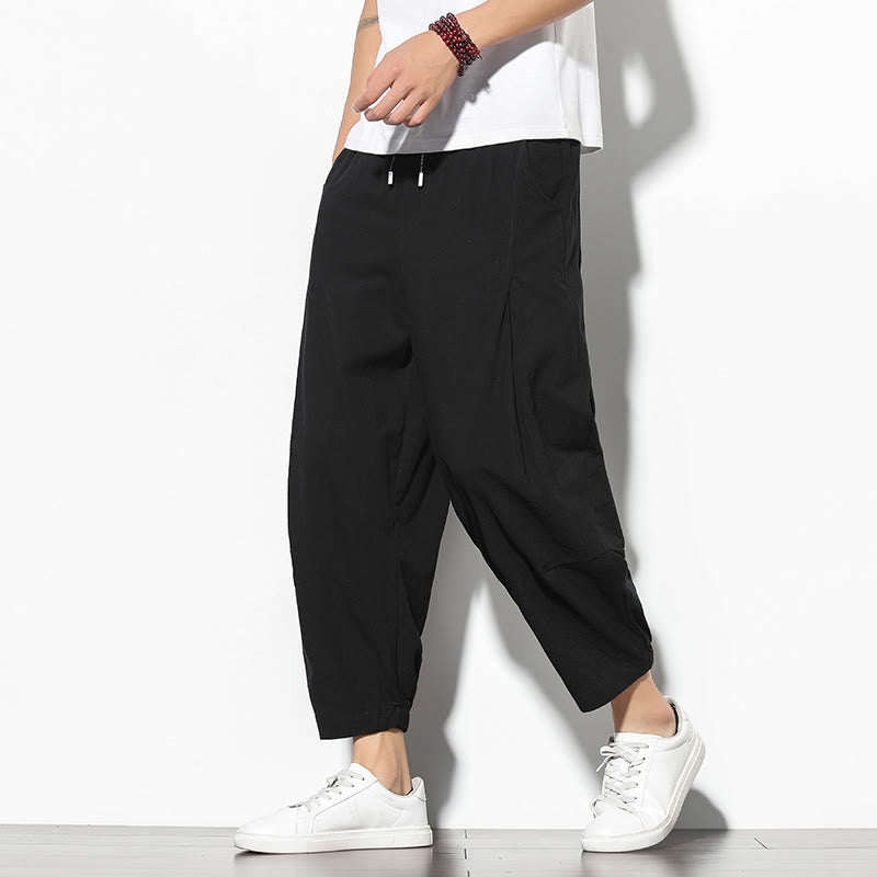 Pantalones de verano Buddha Stones para hombre, de algodón y lino, con bolsillos, talla 7-8 - Negro - US/UK/AU46, EU56 (5XL) - image 13