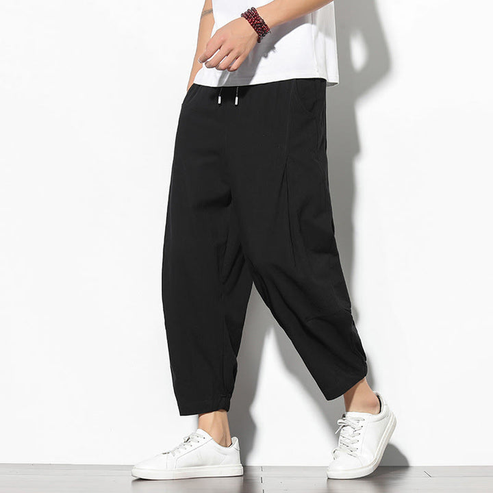 Pantalones de verano Buddha Stones para hombre, de algodón y lino, con bolsillos, talla 7-8 - Negro - US/UK/AU46, EU56 (5XL) - image 13