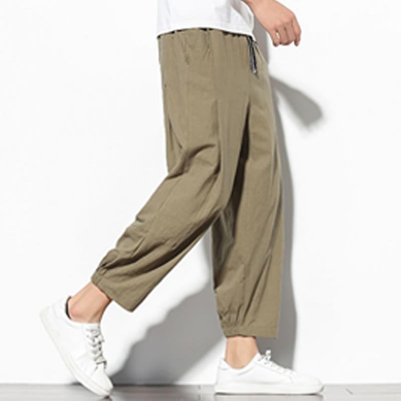 Pantalones de verano Buddha Stones para hombre, de algodón y lino, con bolsillos, talla 7-8 - image 3