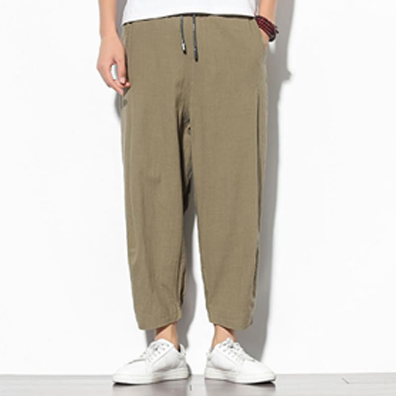 Pantalones de verano Buddha Stones para hombre, de algodón y lino, con bolsillos, talla 7-8 - image 2