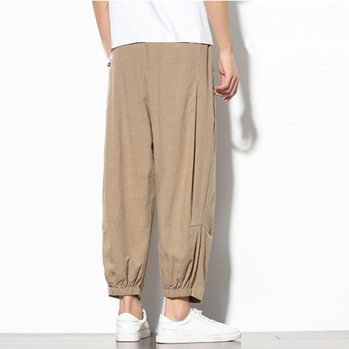 Pantalones de verano Buddha Stones para hombre, de algodón y lino, con bolsillos, talla 7-8 - image 7