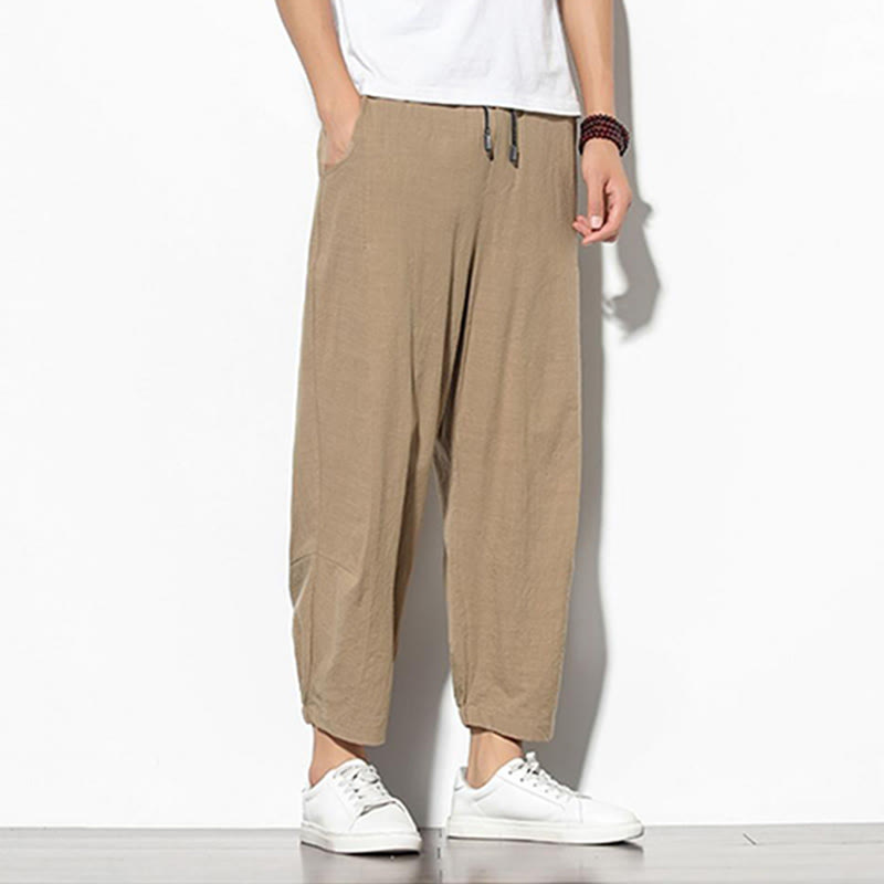 Pantalones de verano Buddha Stones para hombre, de algodón y lino, con bolsillos, talla 7-8 - image 8