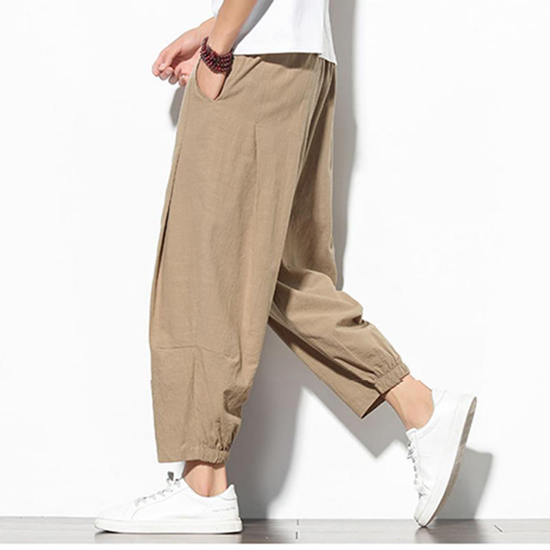 Pantalones de verano Buddha Stones para hombre, de algodón y lino, con bolsillos, talla 7-8 - image 6