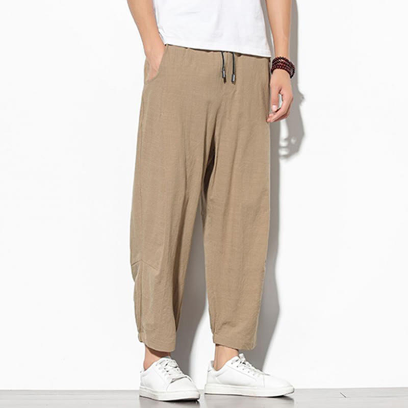 Pantalones de verano Buddha Stones para hombre, de algodón y lino, con bolsillos, talla 7-8 - image 11