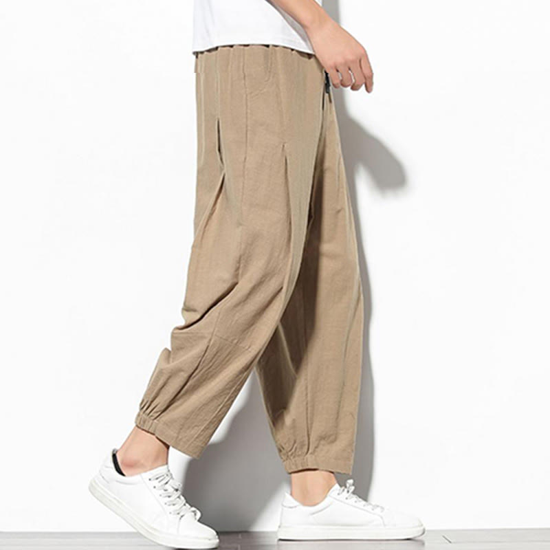 Pantalones de verano Buddha Stones para hombre, de algodón y lino, con bolsillos, talla 7-8 - image 9