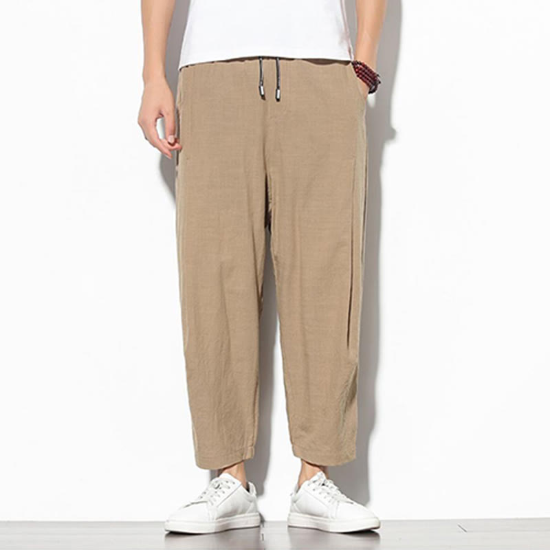 Pantalones de verano Buddha Stones para hombre, de algodón y lino, con bolsillos, talla 7-8 - image 11