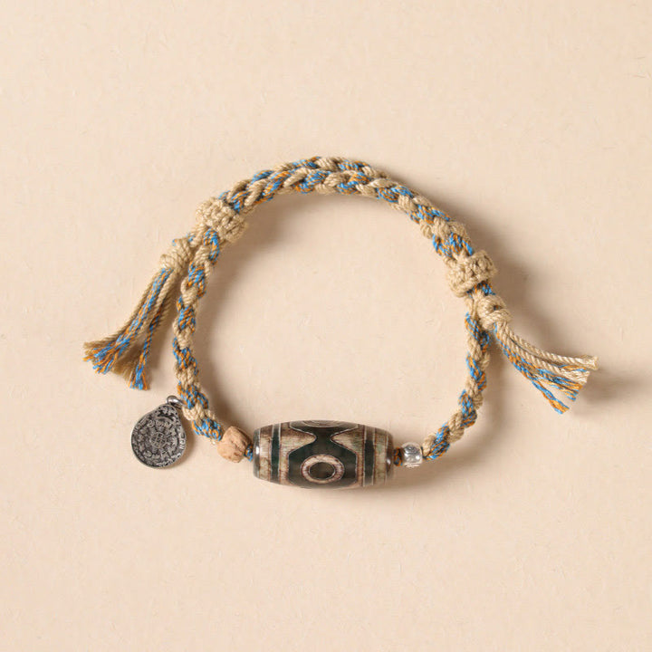 Pulsera trenzada de cuentas Dzi tibetanas hechas a mano con Buddha Stones para proteger la riqueza - image 12