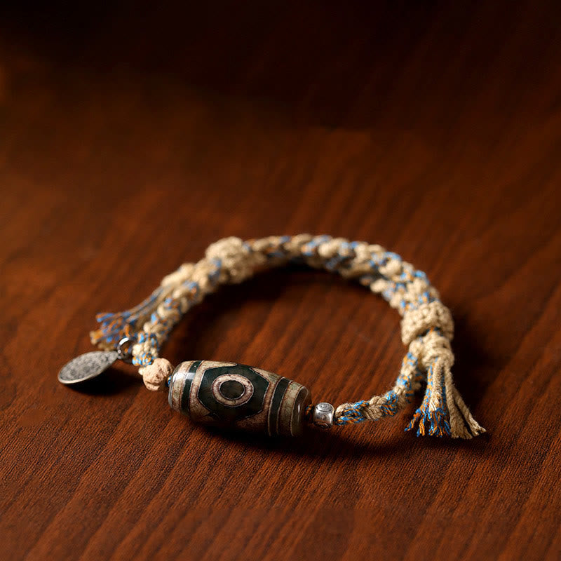 Pulsera trenzada de cuentas Dzi tibetanas hechas a mano con Buddha Stones para proteger la riqueza - image 8
