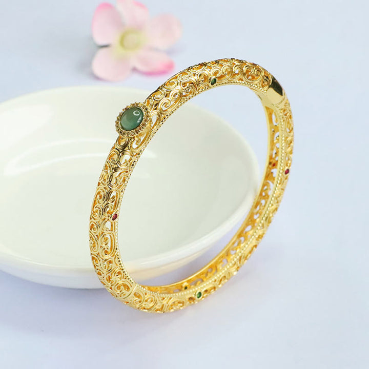 Pulsera de la suerte de cobre y jade con diseño de nubes de Buddha Stones, 60 mm (2,36 pulgadas) - image 12