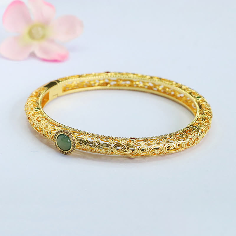Pulsera de la suerte de cobre y jade con diseño de nubes de Buddha Stones, 60 mm (2,36 pulgadas) - image 13