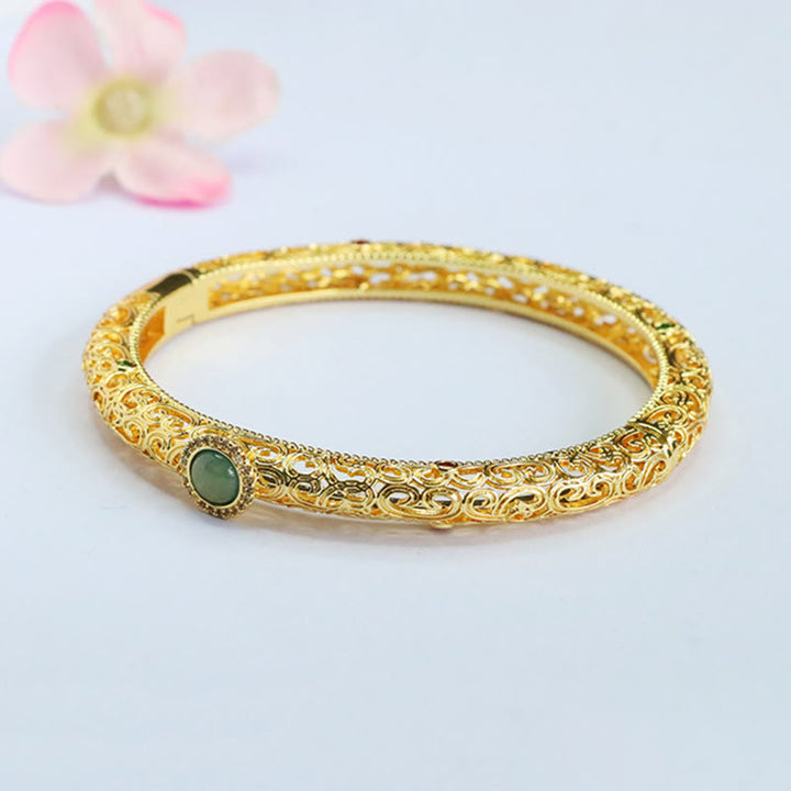 Pulsera de la suerte de cobre y jade con diseño de nubes de Buddha Stones, 60 mm (2,36 pulgadas) - image 13