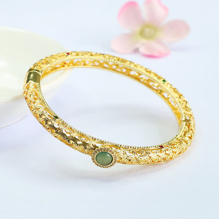 Pulsera de la suerte de cobre y jade con diseño de nubes de Buddha Stones, 60 mm (2,36 pulgadas) - image 10