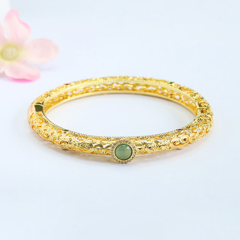 Pulsera de la suerte de cobre y jade con diseño de nubes de Buddha Stones, 60 mm (2,36 pulgadas) - image 8