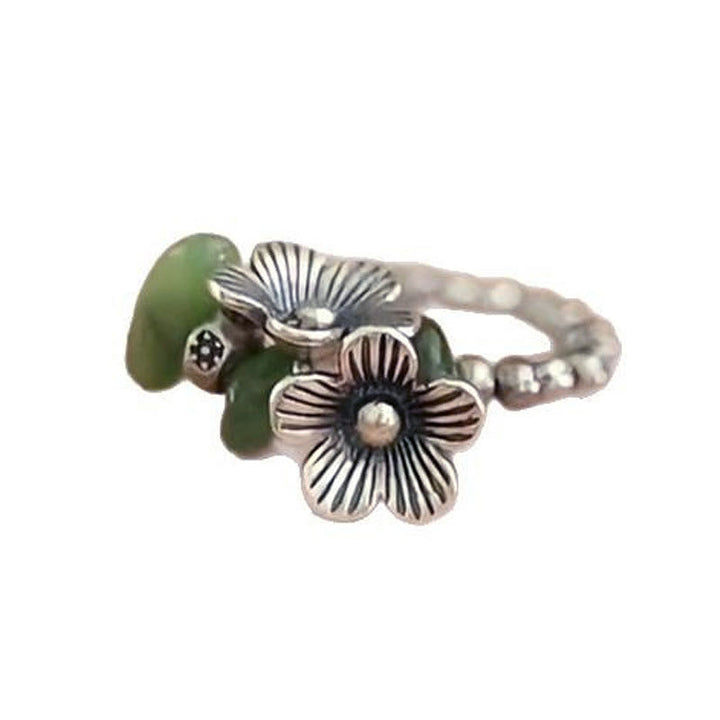 Anillo elástico de cuerda de la suerte de aleación de cobre con diseño de flores y Buddha Stones - image 5