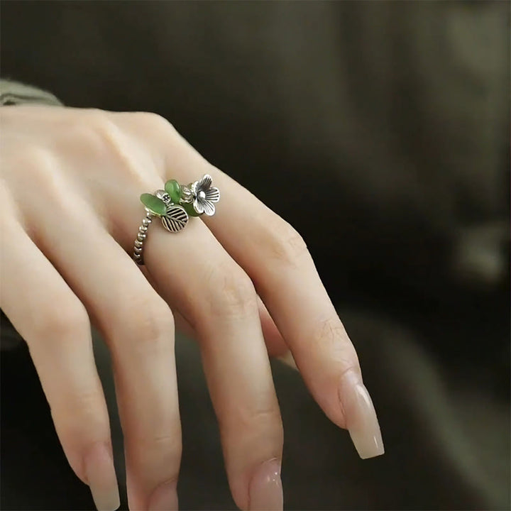 Anillo elástico de cuerda de la suerte de aleación de cobre con diseño de flores y Buddha Stones - image 15