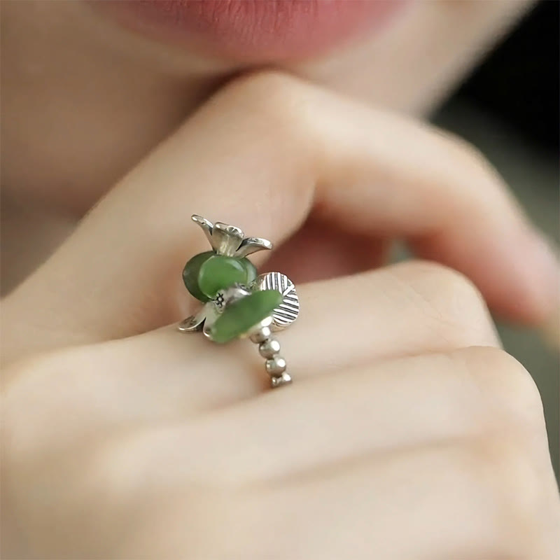 Anillo elástico de cuerda de la suerte de aleación de cobre con diseño de flores y Buddha Stones - image 12