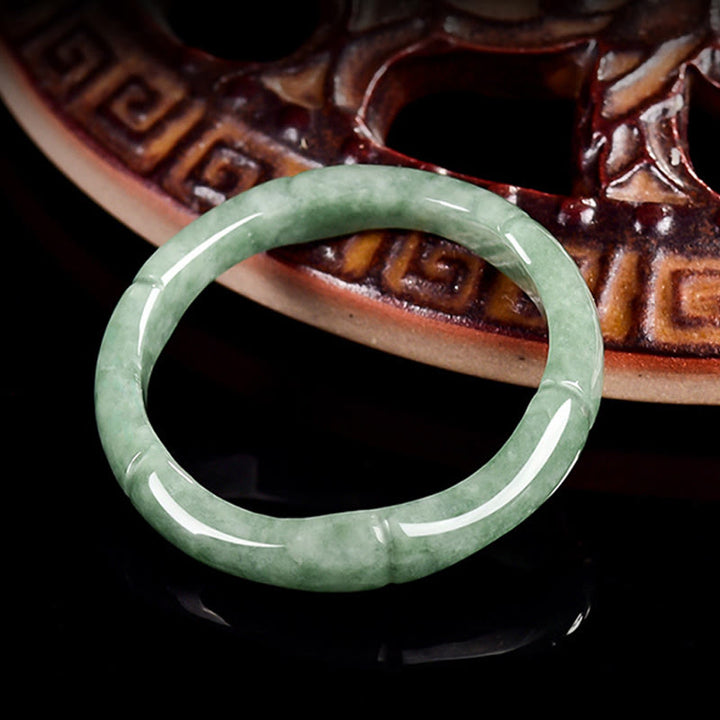Anillo de jade con diseño de bambú natural y Buddha Stones - image 4