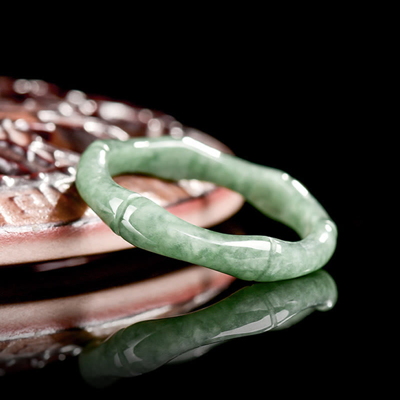 Anillo de jade con diseño de bambú natural y Buddha Stones - image 3