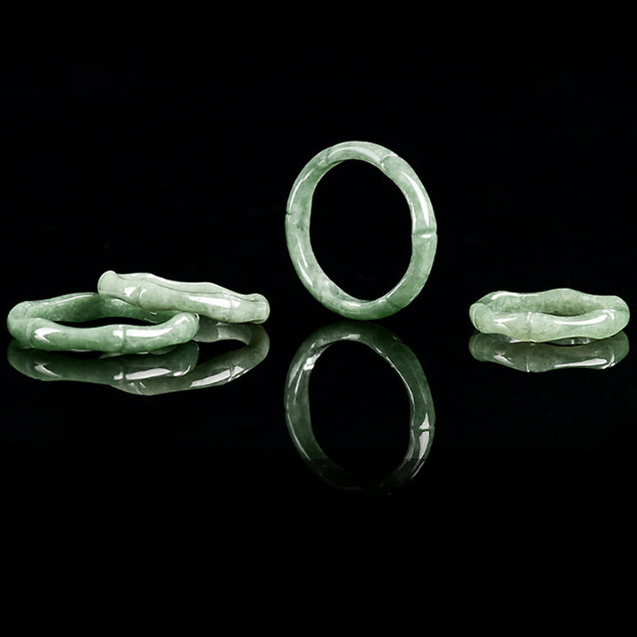 Anillo de jade con diseño de bambú natural y Buddha Stones - image 10