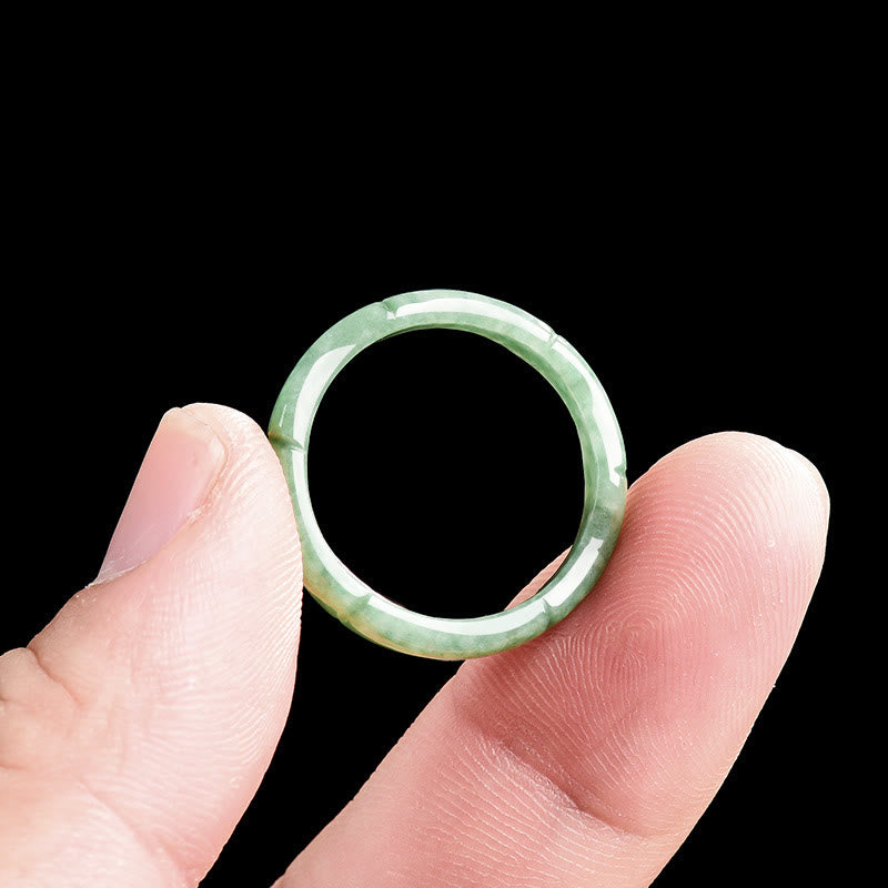Anillo de jade con diseño de bambú natural y Buddha Stones - image 5