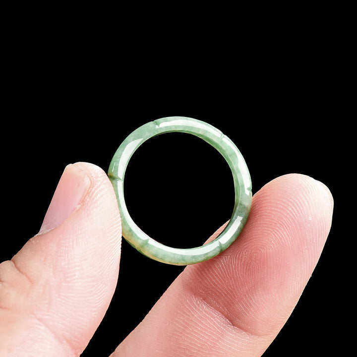 Anillo de jade con diseño de bambú natural y Buddha Stones - image 5