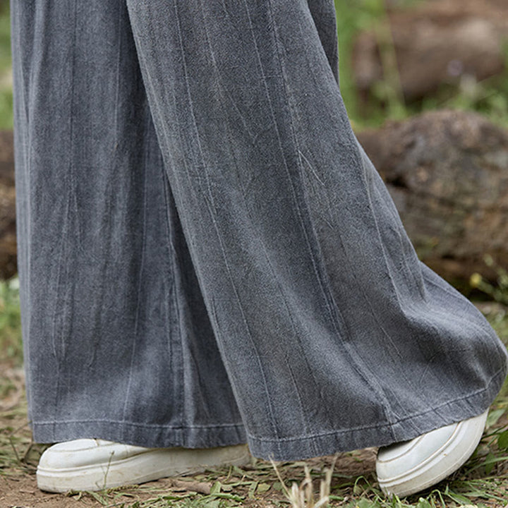 Pantalones anchos de lino con efecto tie-dye para mujer, estilo casual, con bolsillos, de Buddha Stones - image 15