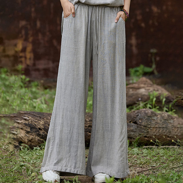 Pantalones anchos de lino con efecto tie-dye para mujer, estilo casual, con bolsillos, de Buddha Stones - image 18