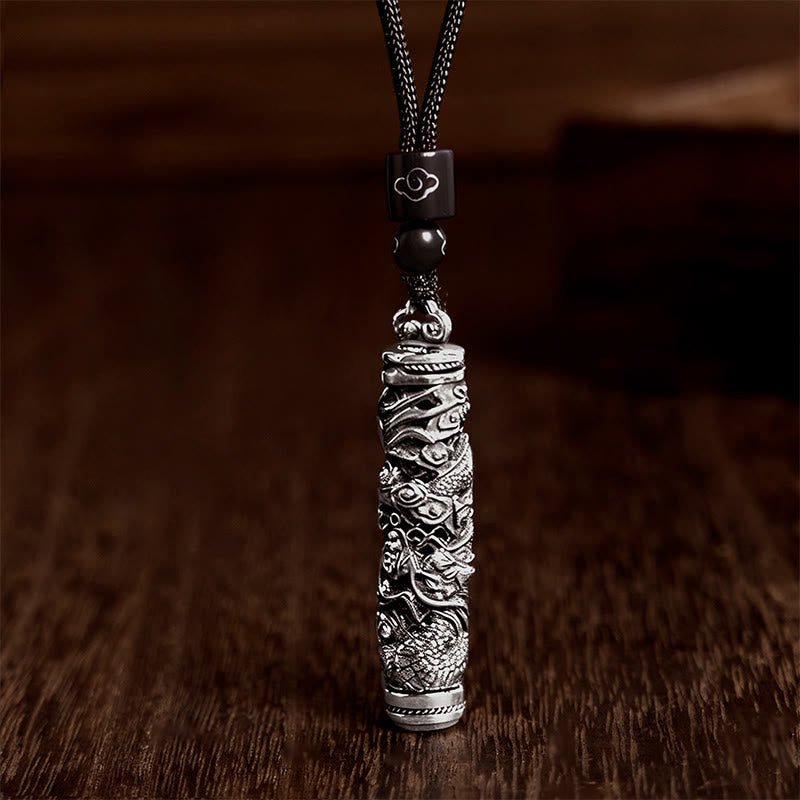 Buddha Stones Collar con colgante de equilibrio con diseño de dragón y personaje de cobre Fu - Dragón - image 0