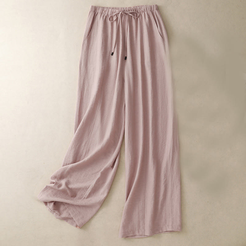 Pantalones anchos de verano con diseño de Buddha Stones y cordón ajustable para mujer con bolsillos - Rosa - US8-10，UK/AU12-14，EU40-42 (2XL) - image 1