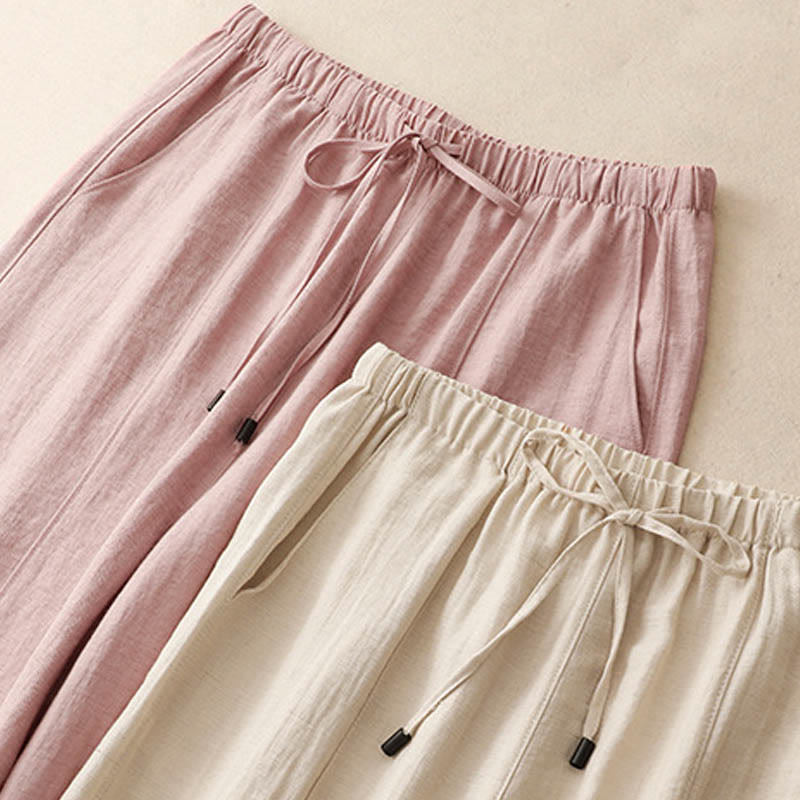 Pantalones anchos de verano con diseño de Buddha Stones y cordón ajustable para mujer con bolsillos - image 17