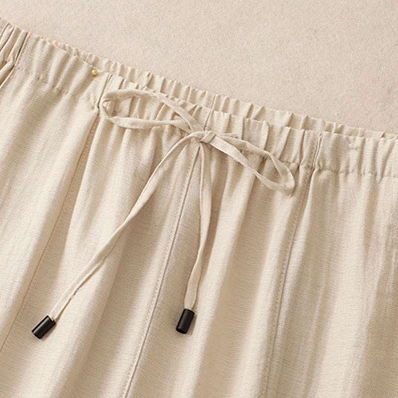 Pantalones anchos de verano con diseño de Buddha Stones y cordón ajustable para mujer con bolsillos - image 9