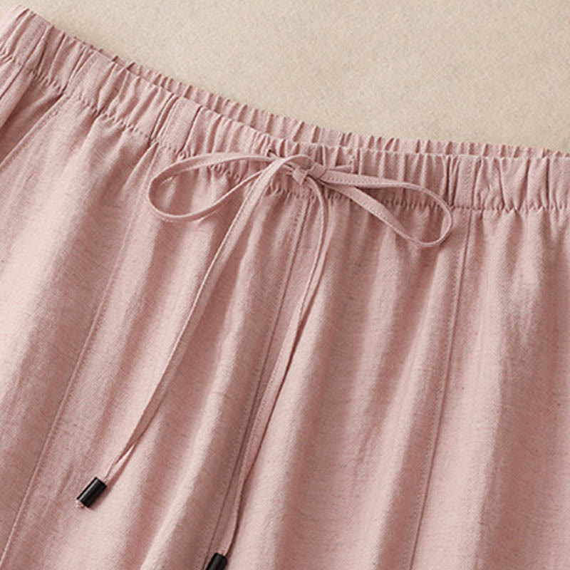 Pantalones anchos de verano con diseño de Buddha Stones y cordón ajustable para mujer con bolsillos - image 2
