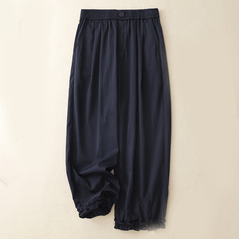 Pantalones de verano Buddha Stones con volantes y bolsillos hasta los tobillos para mujer - Azul medianoche - US8-10，UK/AU12-14，EU40-42 (2XL) - image 1