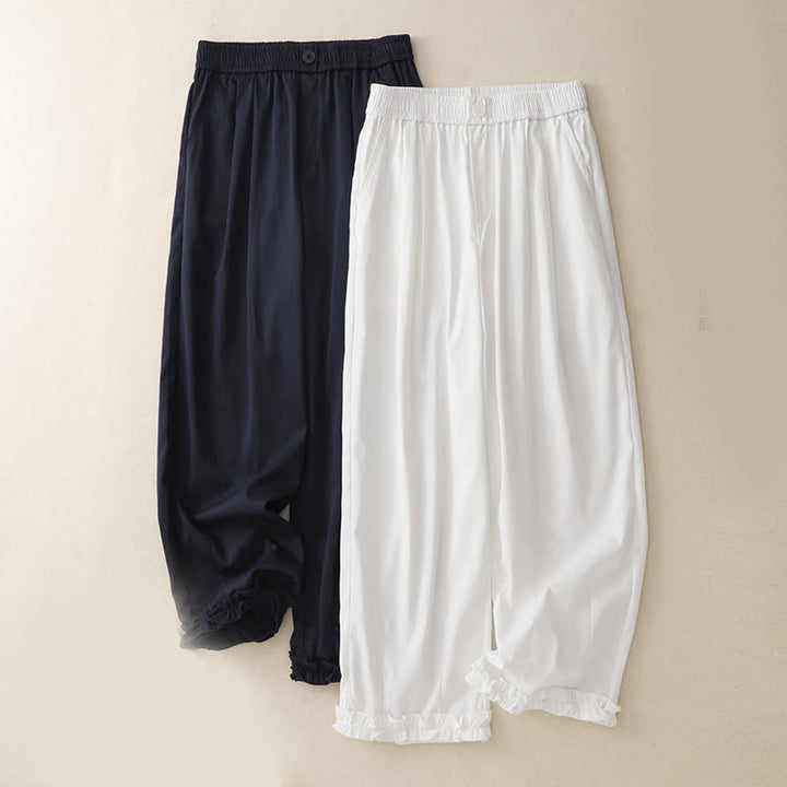 Pantalones de verano Buddha Stones con volantes y bolsillos hasta los tobillos para mujer - image 15