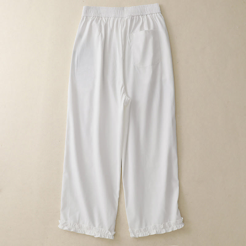Pantalones de verano Buddha Stones con volantes y bolsillos hasta los tobillos para mujer - image 6