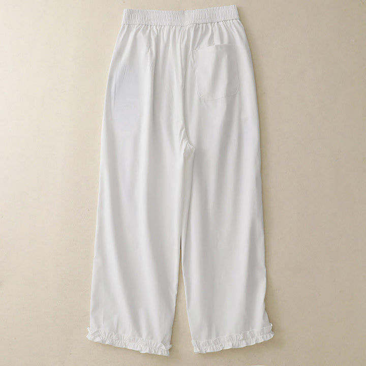 Pantalones de verano Buddha Stones con volantes y bolsillos hasta los tobillos para mujer - image 6