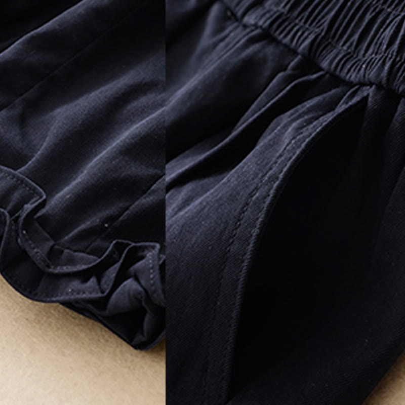 Pantalones de verano Buddha Stones con volantes y bolsillos hasta los tobillos para mujer - image 3