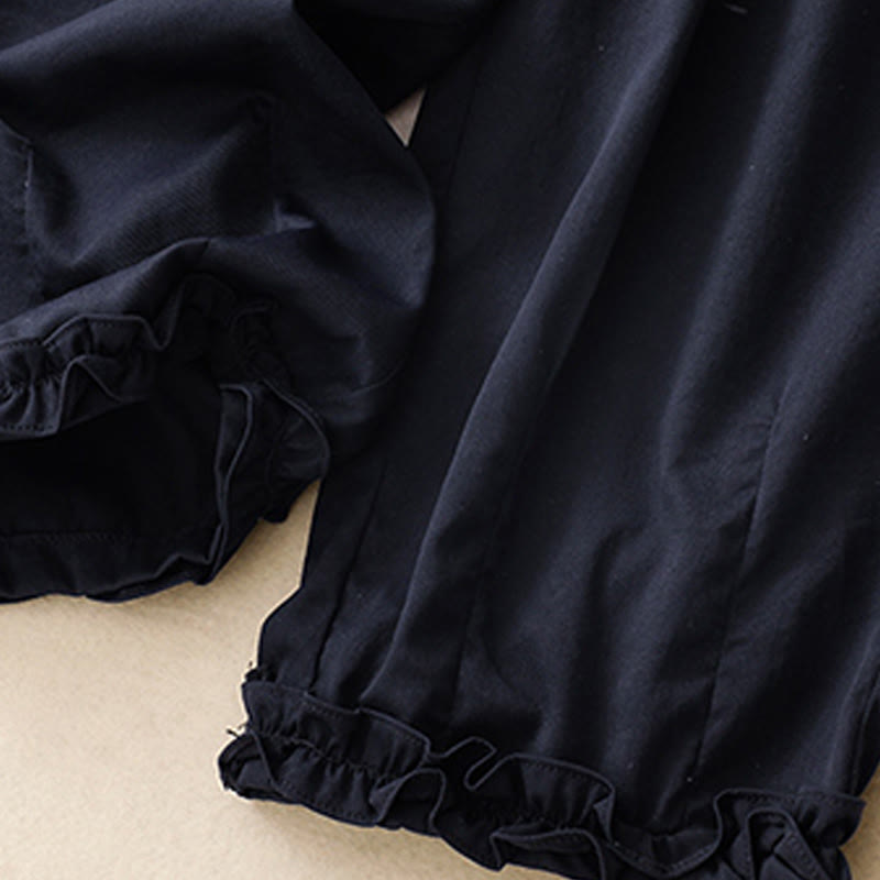 Pantalones de verano Buddha Stones con volantes y bolsillos hasta los tobillos para mujer - image 4