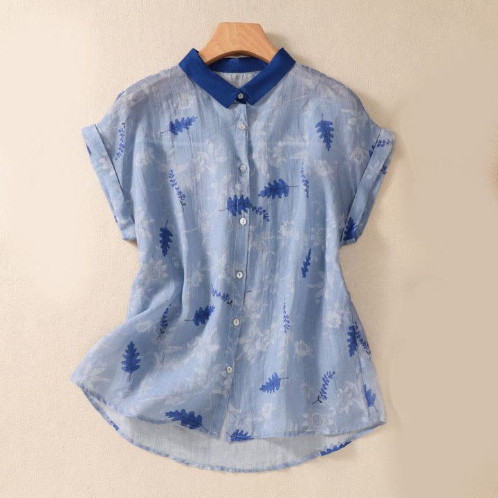 Camisa de manga corta para mujer con Buddha Stones - Celeste - US8-10，UK/AU12-14，EU40-42 (2XL) - image 9