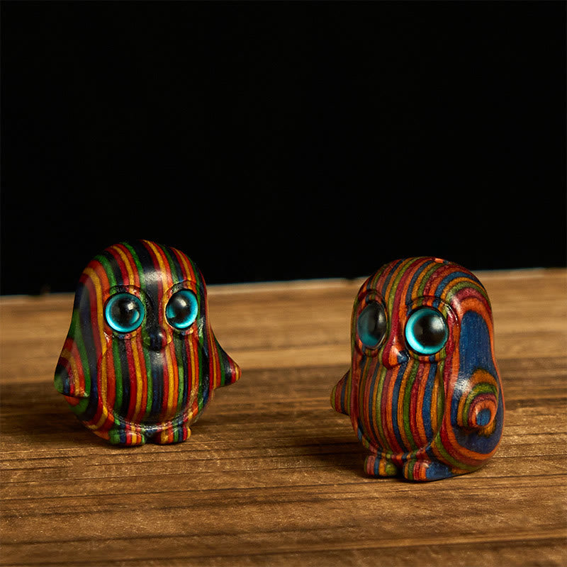 2 mini Buddha Stones talladas con forma de pingüino de eucalipto arcoíris, decoración creativa - image 2