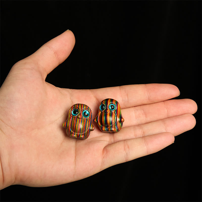 2 mini Buddha Stones talladas con forma de pingüino de eucalipto arcoíris, decoración creativa - image 3