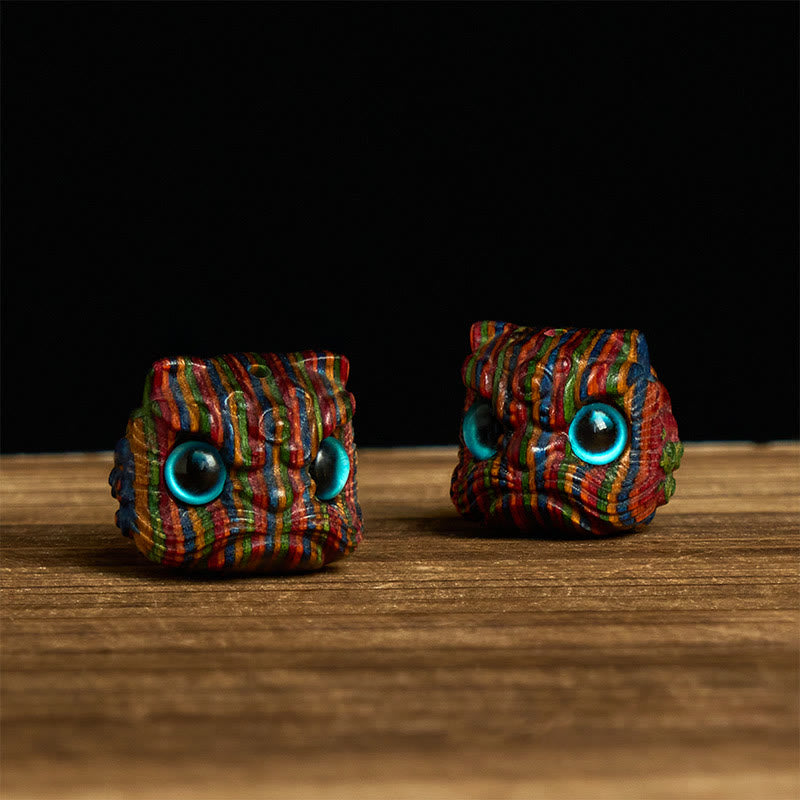 2 mini Buddha Stones de eucalipto arcoíris con forma de león danzante tallado, decoración de equilibrio - image 1
