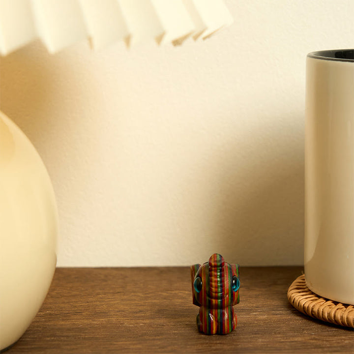 2 mini elefantes de eucalipto arcoíris tallados con Buddha Stones, decoración de fuerza
